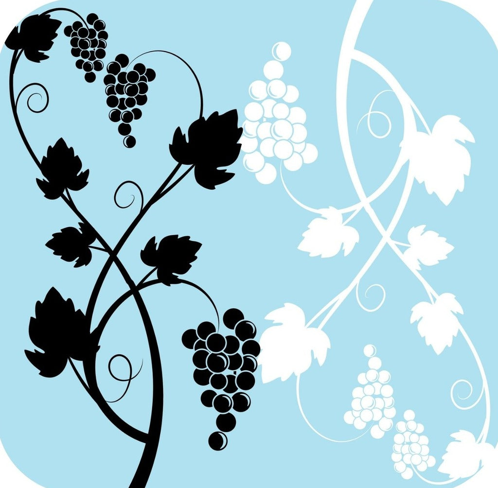 Grapes And Wine Pattern In Light Blue Black And Black V3 Premium Drink Coaster Resin With Cork Backing 261985 74970 261985