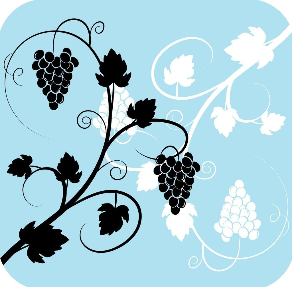Grapes And Wine Pattern In Light Blue Black And Black V5 Premium Drink Coaster Resin With Cork Backing 261987 74972 261987