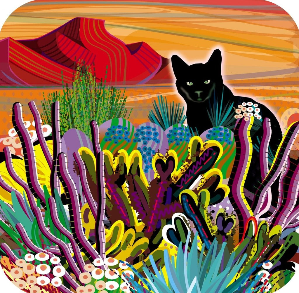 Black Cat In Fantasy Dessert Scene Premium Drink Coaster Resin With Cork Backing 262058 75043 262058