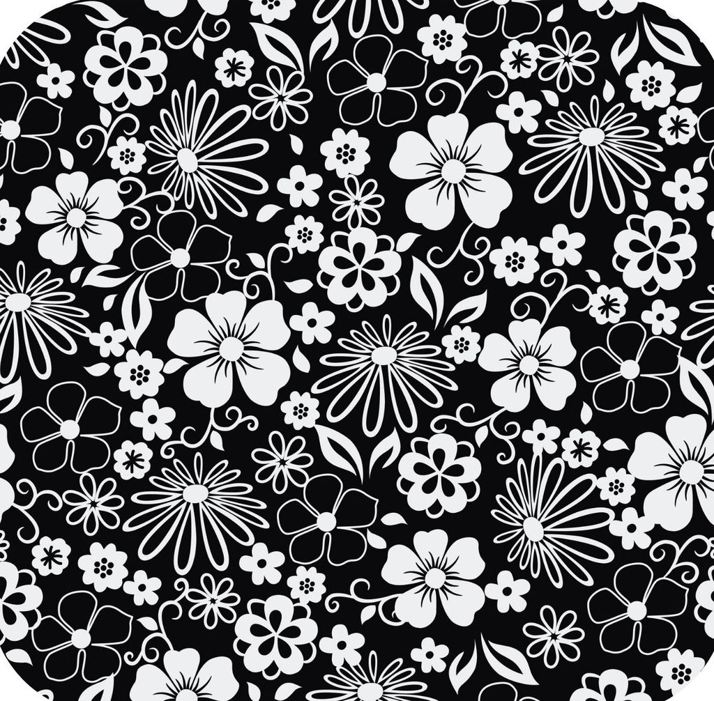 BOHO Bohemian Floral Flower Pattern Black And White Premium Drink Coaster Resin With Cork Backing 262062 75047 262062