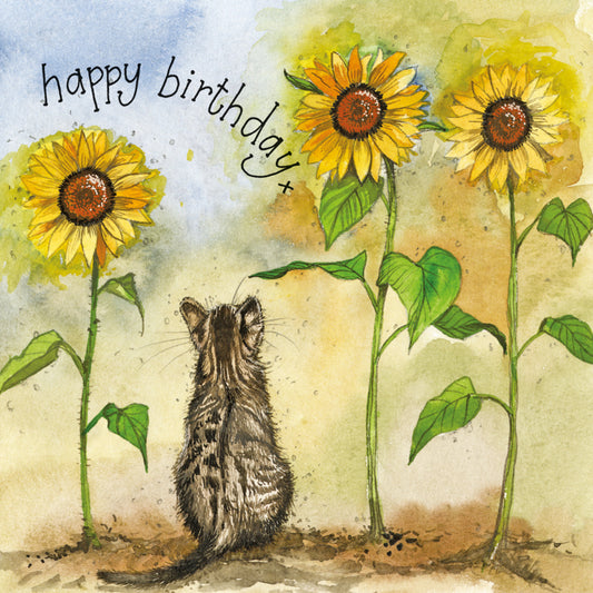 ALEX CLARK CAT AND SUNFLOWERS BIRTHDAY CARD S467 | 262074