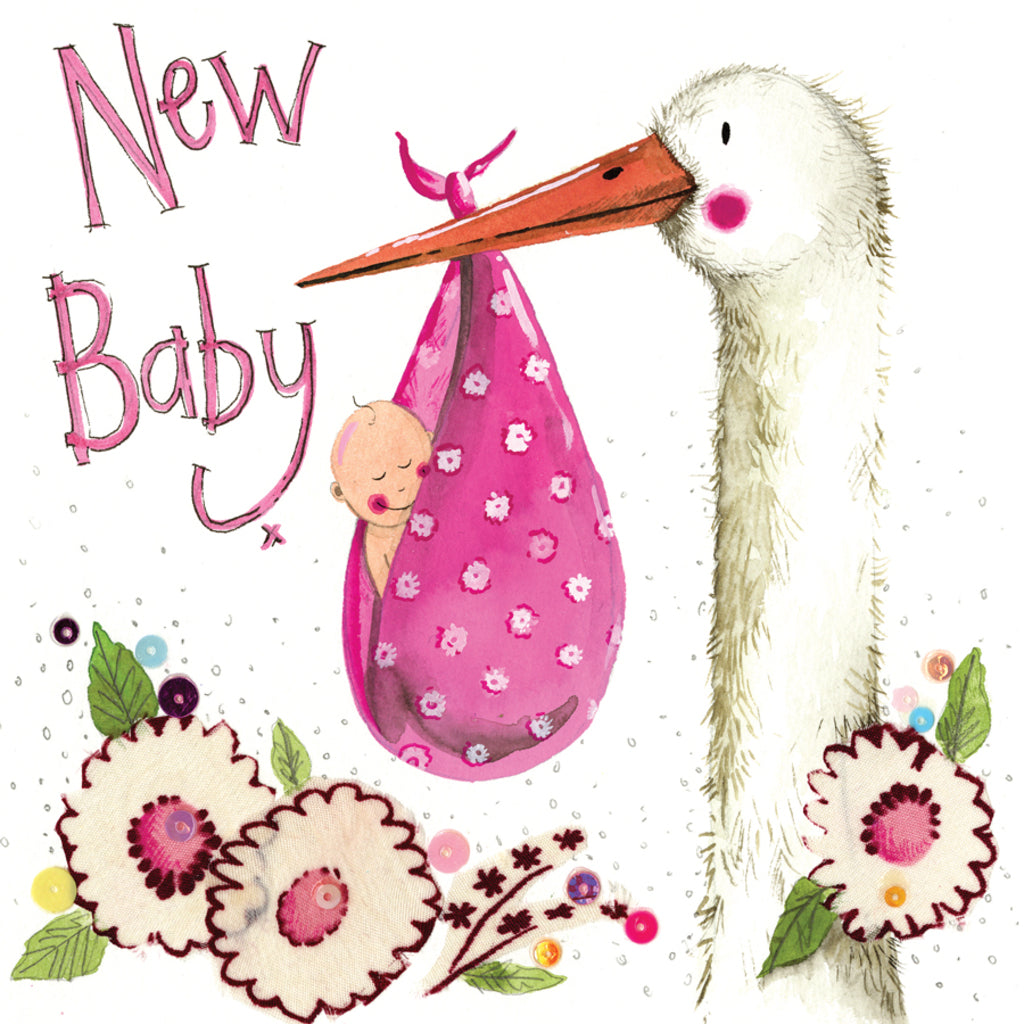 ALEX CLARK PINK STORK NEW BABY CARD S291 | 262079
