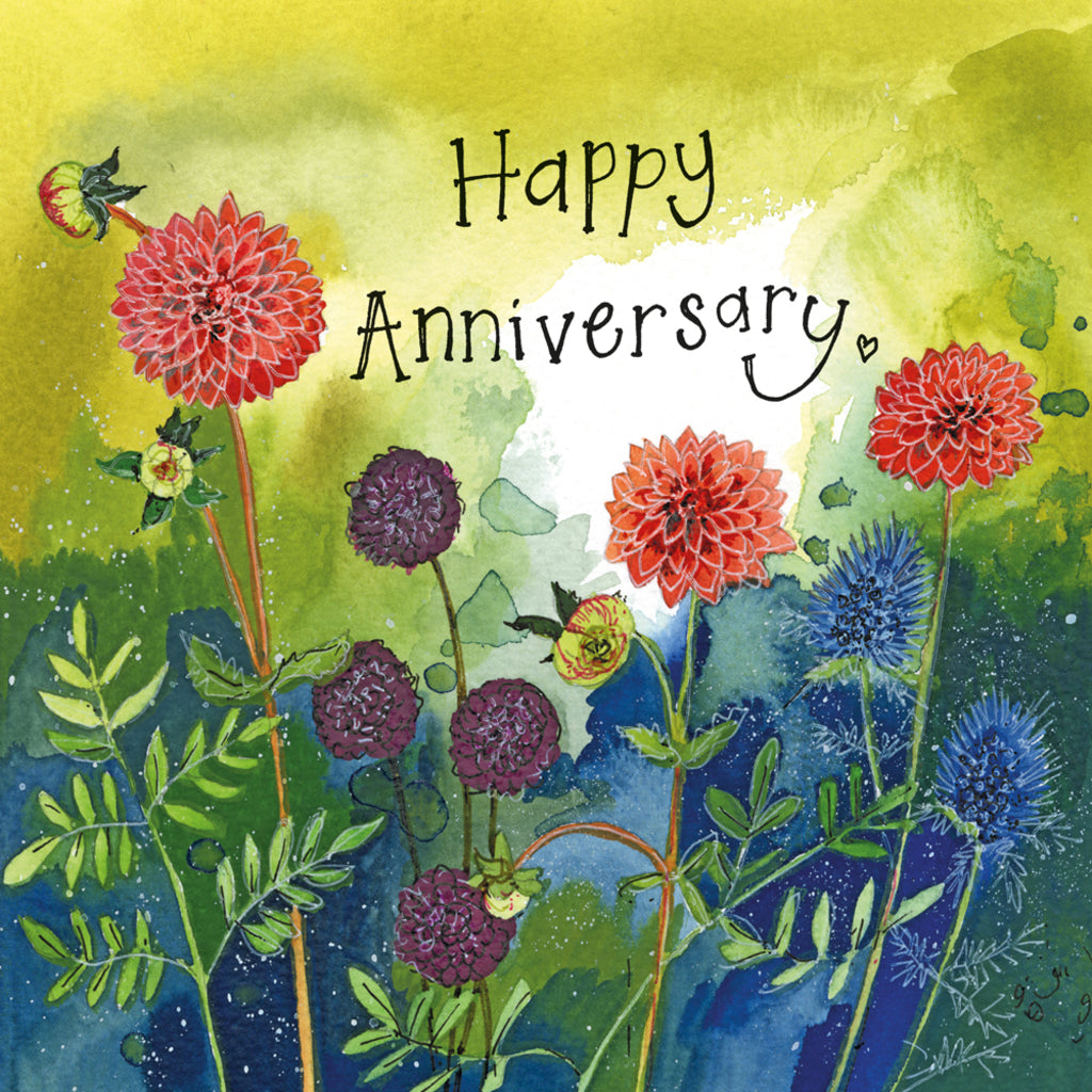 ALEX CLARK DAHLIA AND SEA HOLLY ANNIVERSARY CARD S436 | 262103