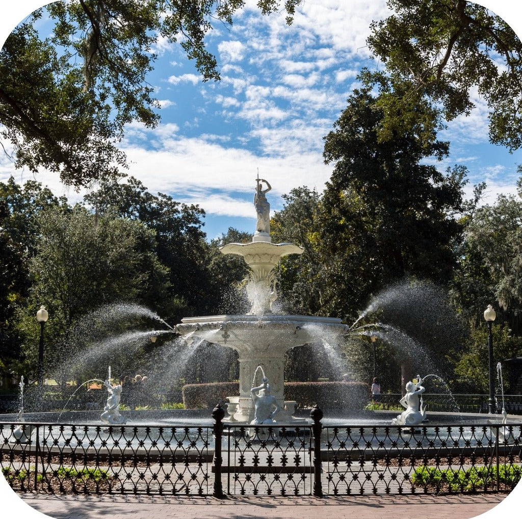 Savannah Georgia Forsyth Park Fountain Premium Drink Coaster Resin With Cork Backing 262263 75065 262263