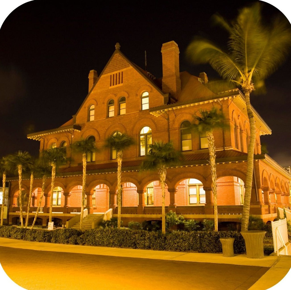 Key West Florida Museum Of Art Illuminated At Night Premium Drink Coaster Resin With Cork Backing 262277 75079 262277