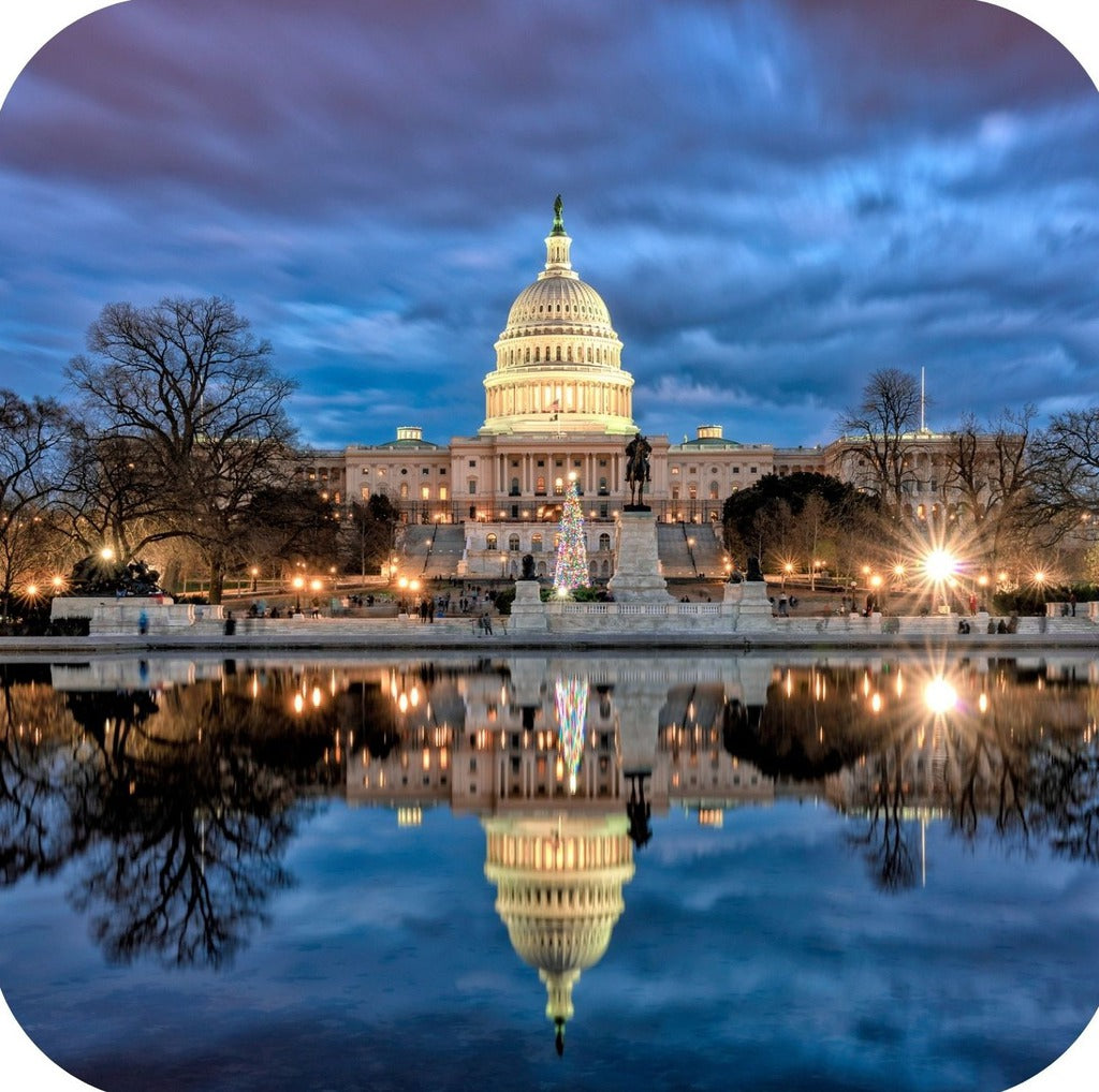 Washington DC United States Capitol Building Illuminated At Night Premium Drink Coaster Resin With Cork Backing 262310 75112 262310