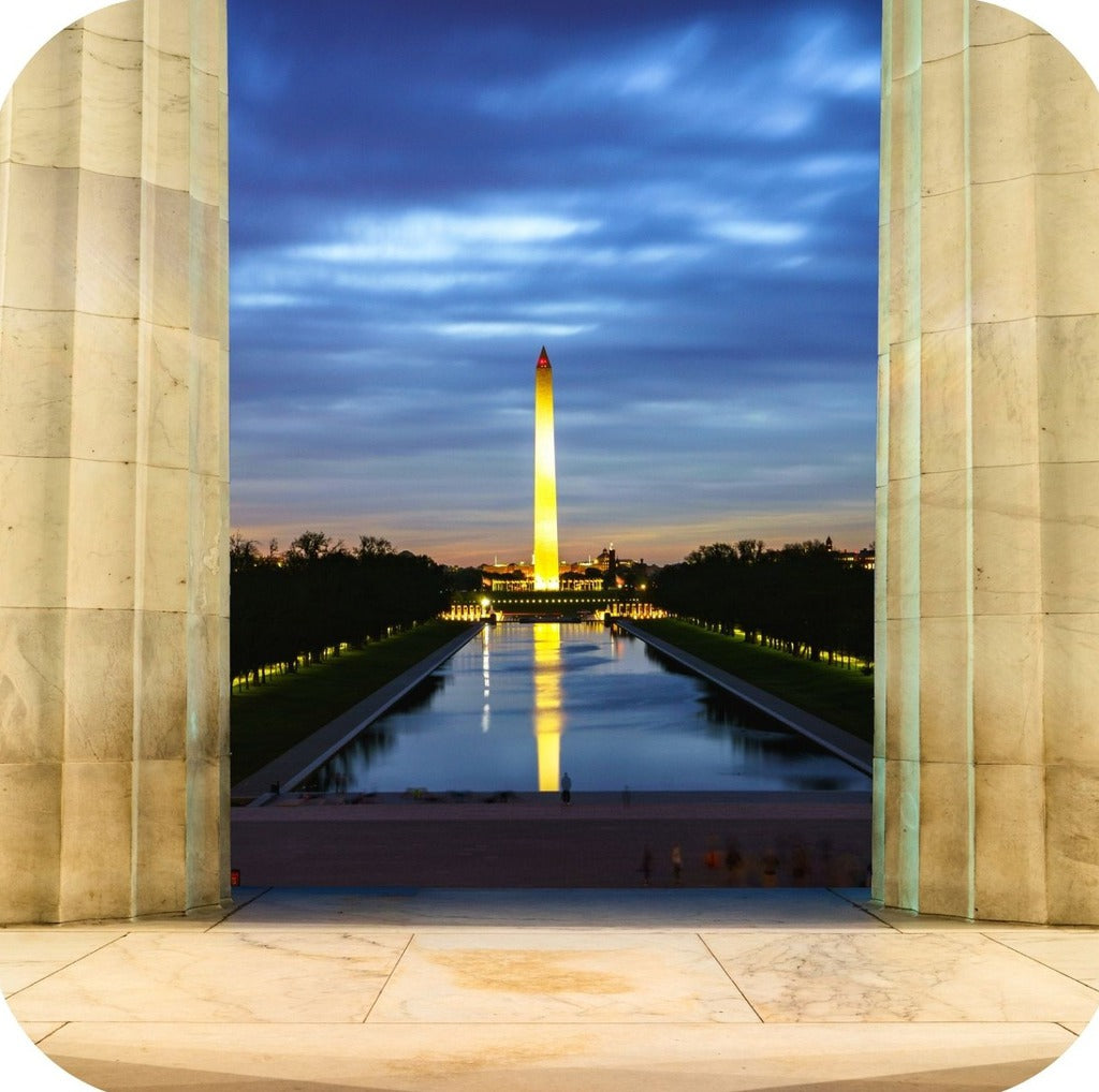 Washington DC Washington Monument View From Lincoln Memorial Premium Drink Coaster Resin With Cork Backing 262311 75113 262311