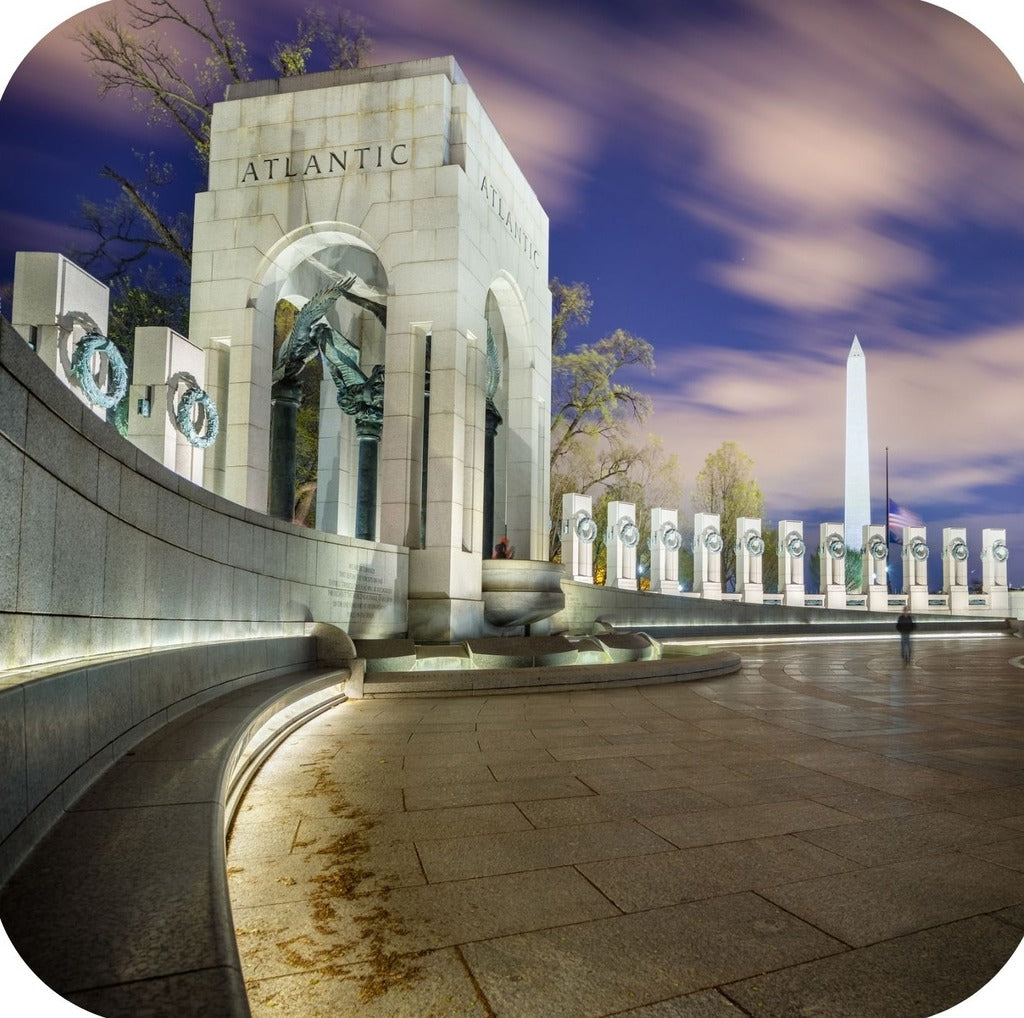 Washington DC WWII World War II Memorial At Dusk Premium Drink Coaster Resin With Cork Backing 262313 75115 262313