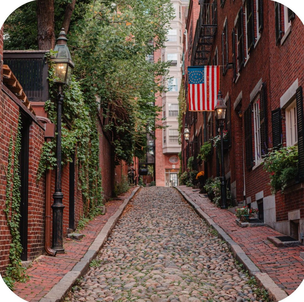 Boston Massachusetts Cobblestone Street Acorn Street Premium Drink Coaster Resin With Cork Backing 262314 75116 262314