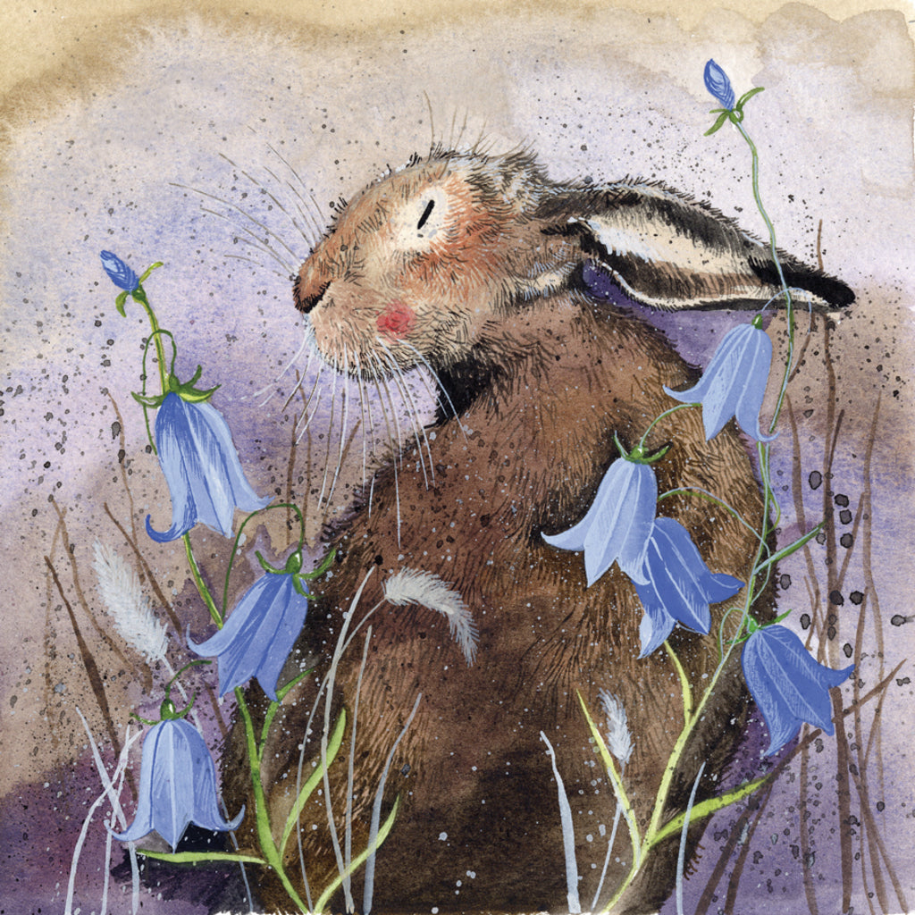 HARE AND BLUEBELLS BIRTHDAY CARD AC604