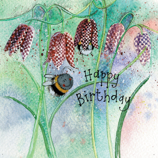 BEE & FRITILLARY BIRTHDAY CARD AC768