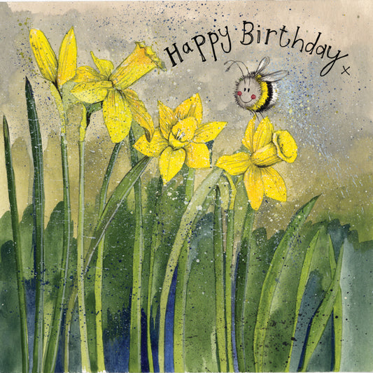 BEE & DAFFODILS BIRTHDAY CARD AC790