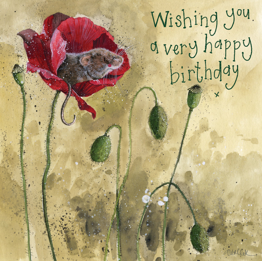 MOUSE AND POPPY BIRTHDAY CARD AC815