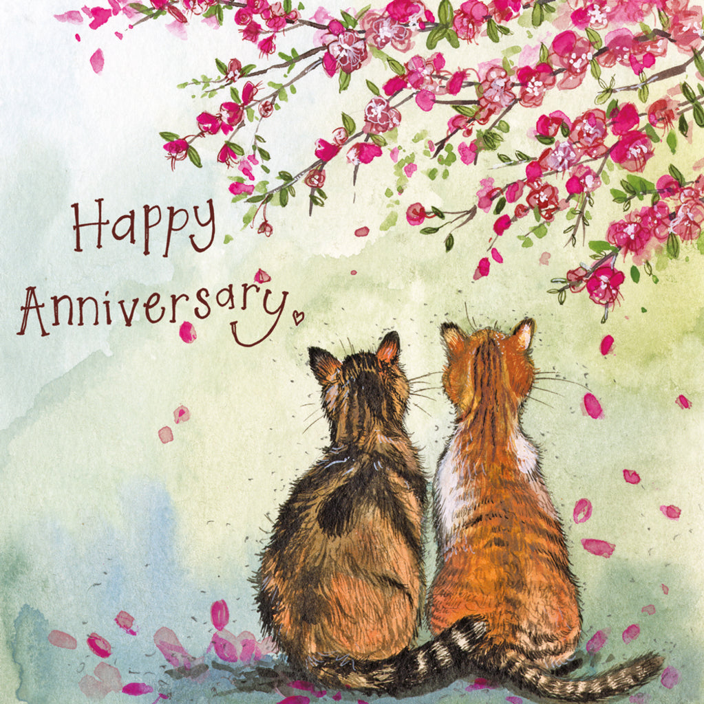CATS & BLOSSOM ANNIVERSARY CARD AC833
