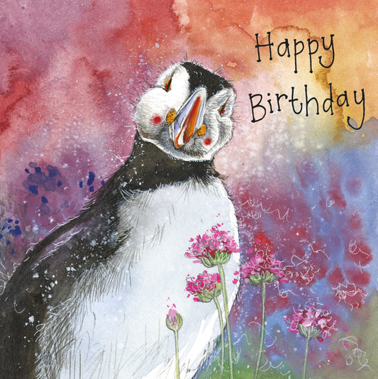 PUFFIN & THRIFT BIRTHDAY CARD AC838