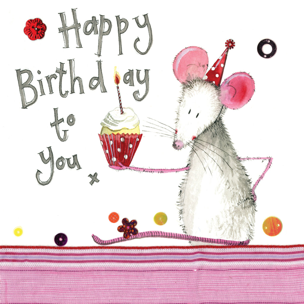 MOUSE & CUP CAKE BIRTHDAY CARD S280