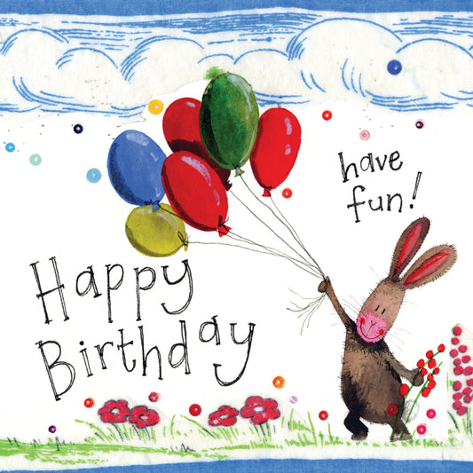 RABBIT & BALLOONS BIRTHDAY CARD S326