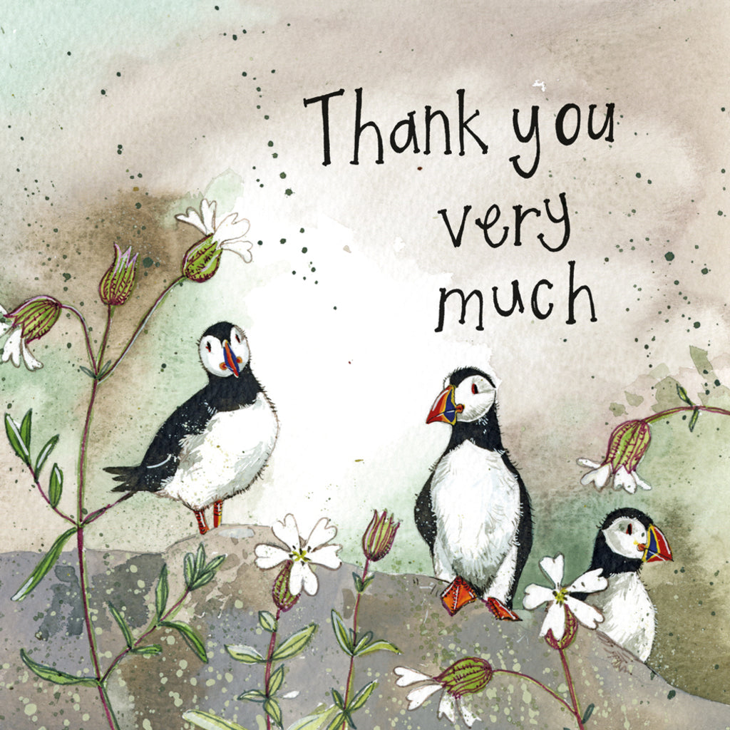 PUFFINS & SEA CAMPION THANK YOU CARD S433