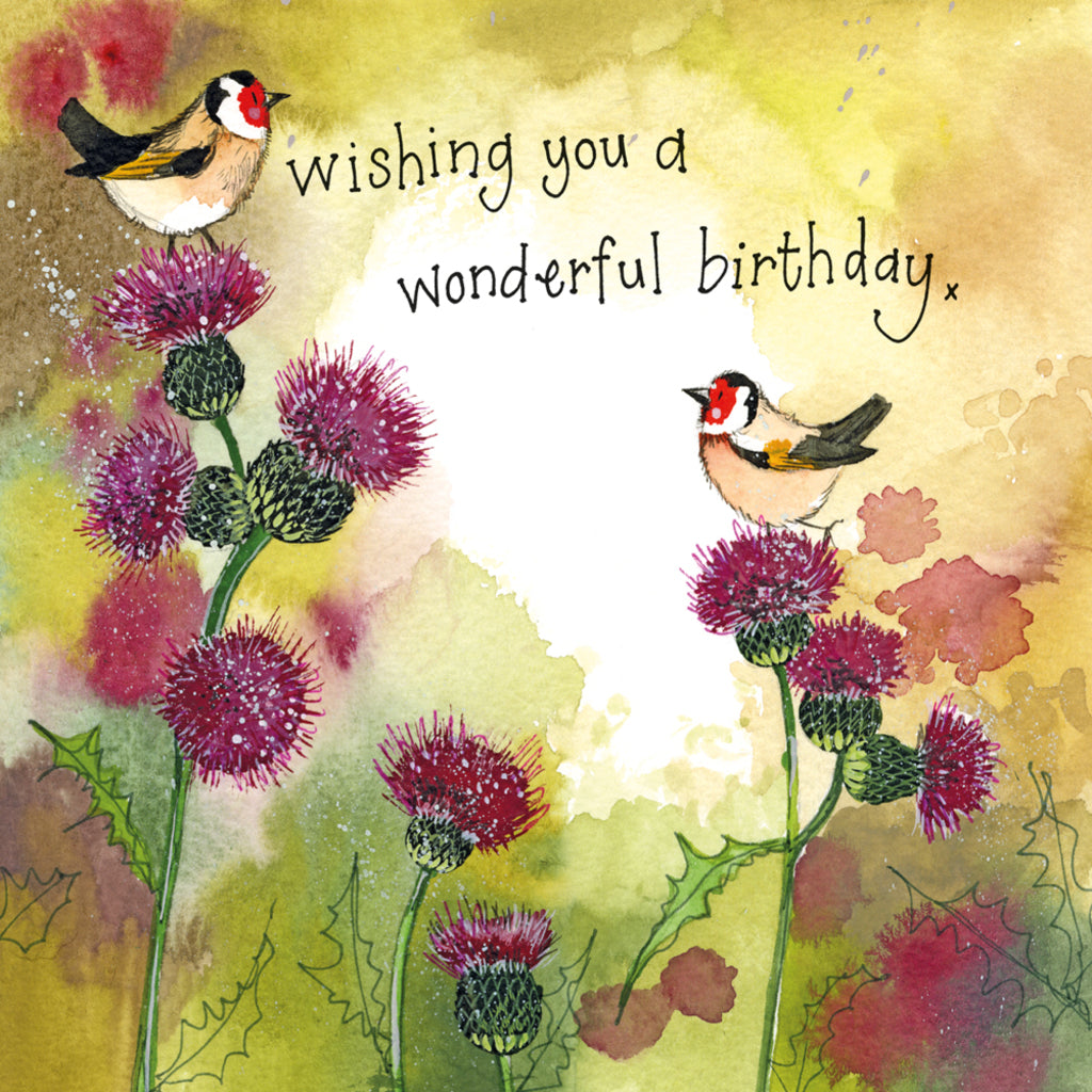 GOLDFINCHES & THISTLE BIRTHDAY CARD S454