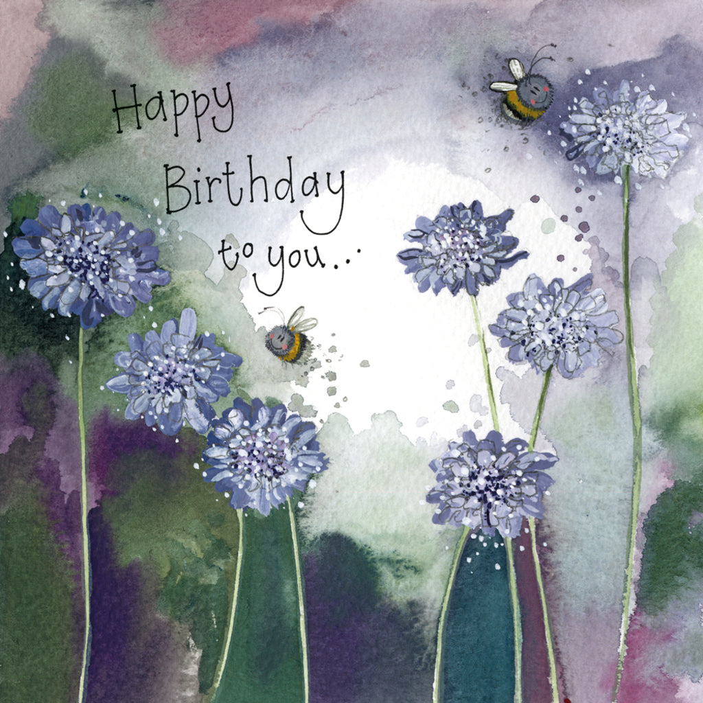 BEES & SCABIOUS BIRTHDAY CARD S457