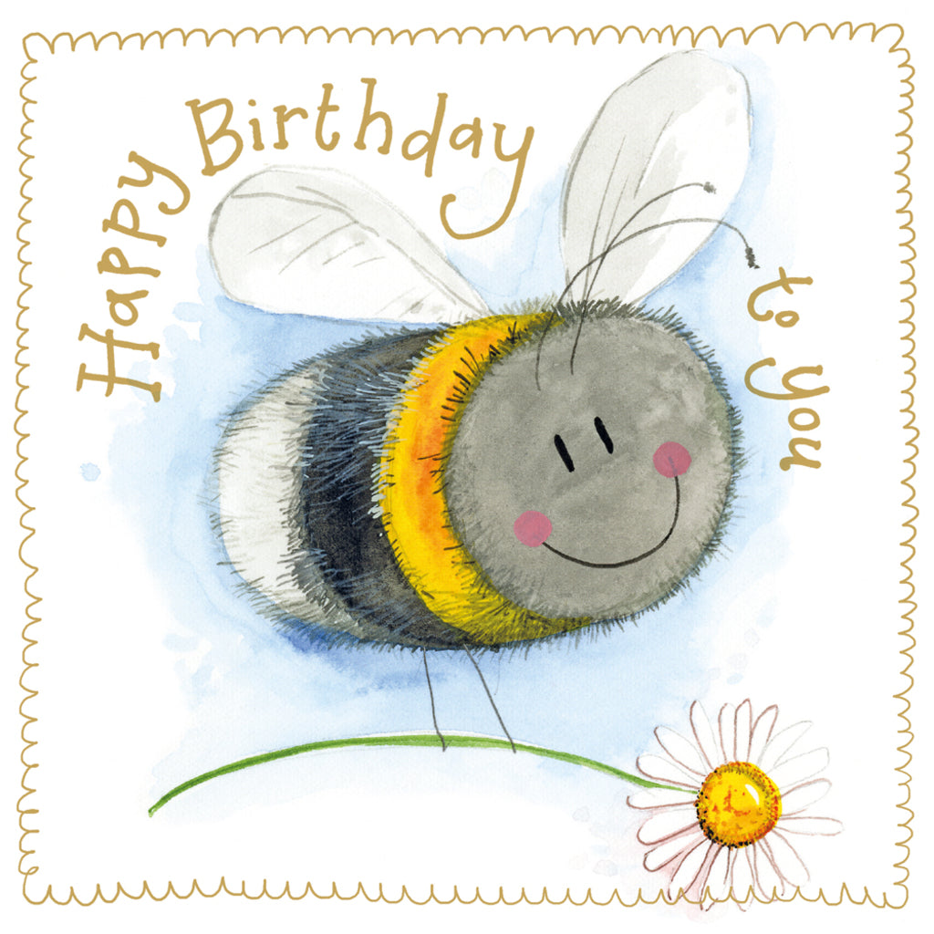 BEE AND BIG DAISY SPARKLE CARD S531