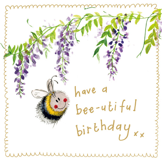 BEE AND WISTERIA SPARKLE CARD S533