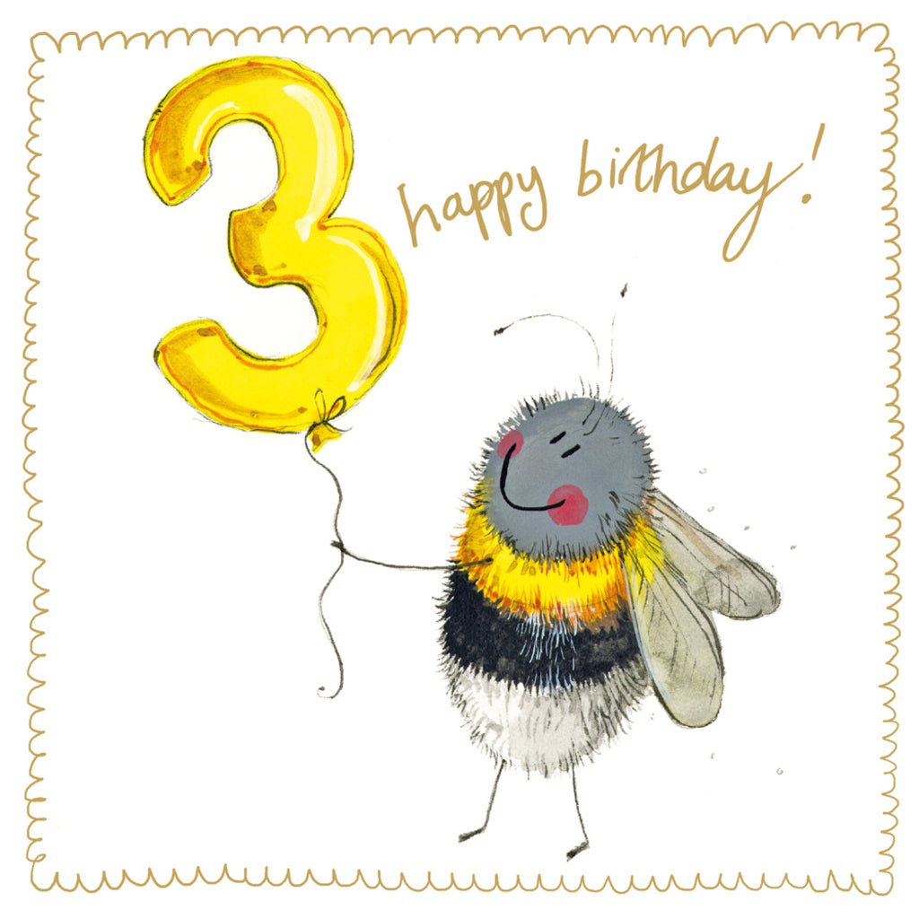 BEE 3 YEAR OLD SPARKLE CARD S538