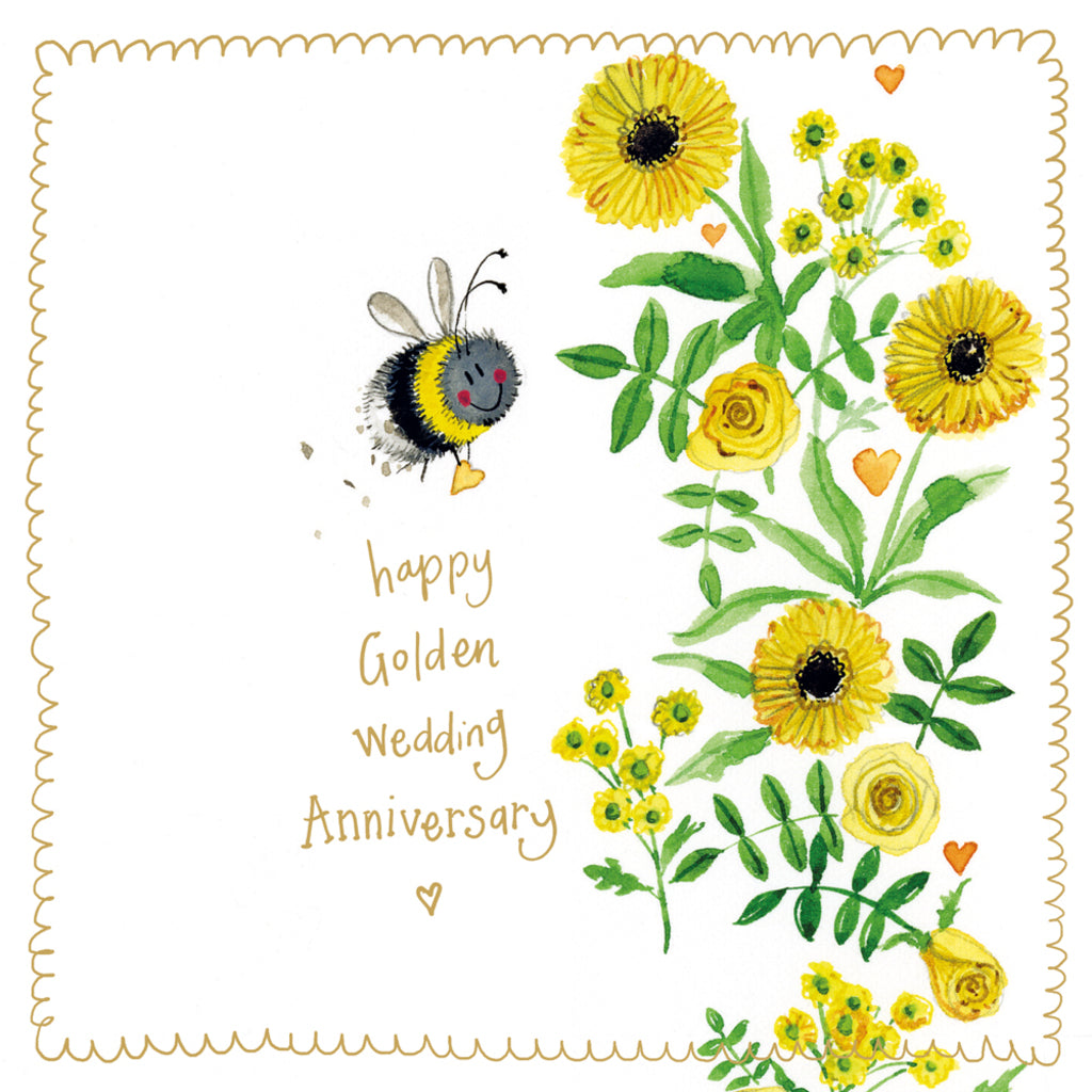BEE GOLDEN WEDDING SPARKLE CARD S552