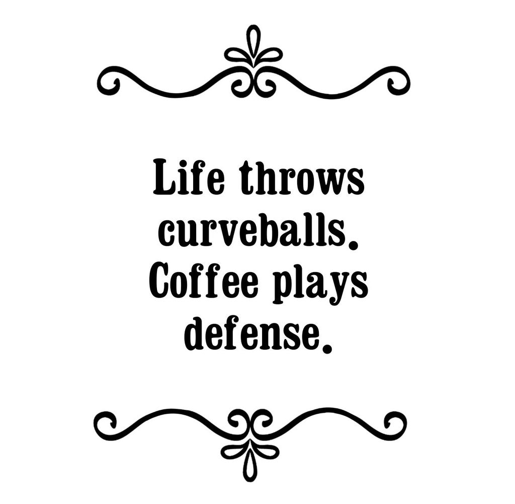 GGZ331 Life Throws Curveballs Coffee Plays Defense Premium Drink Coaster Resin With Cork Backing | 2501 | 264898 264898