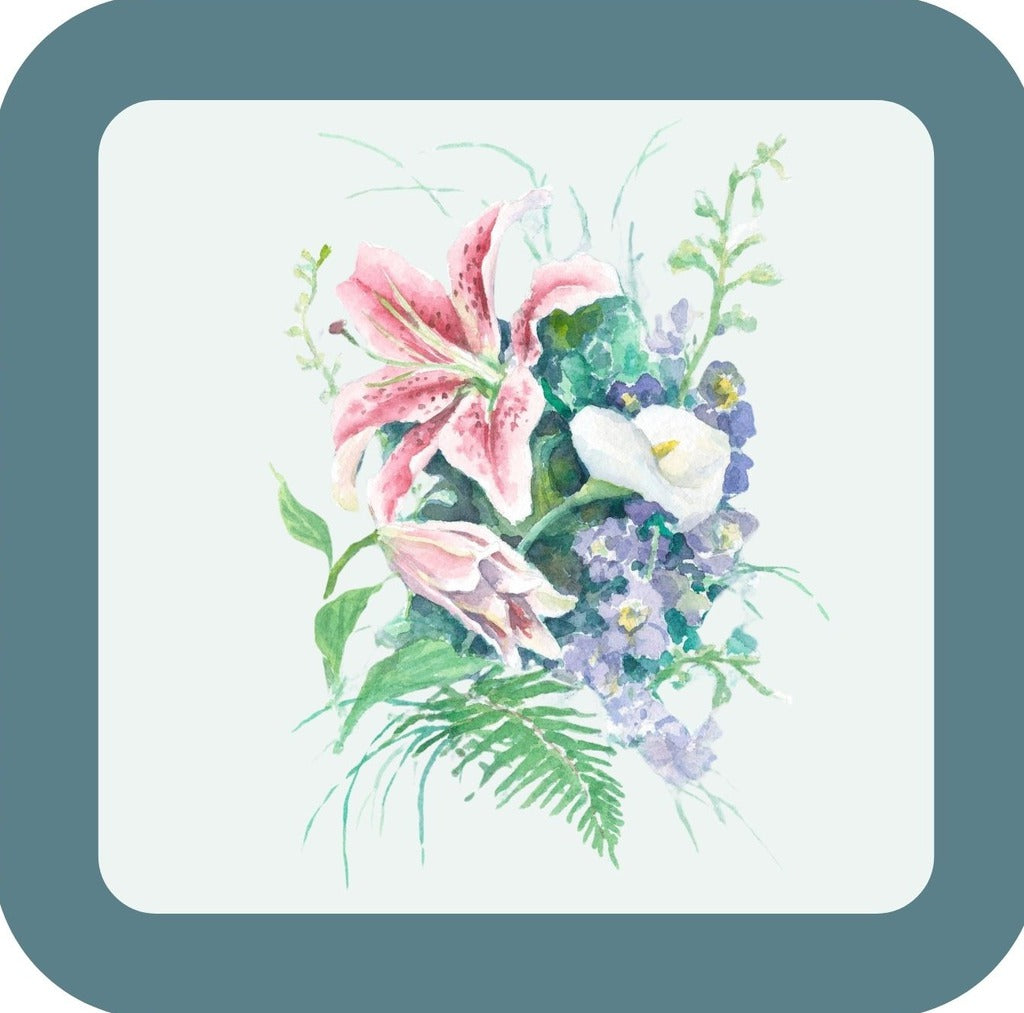 Carols Rose Garden Watercolor Lily Flower Bouquet Drink Coaster 264901 2502 264901