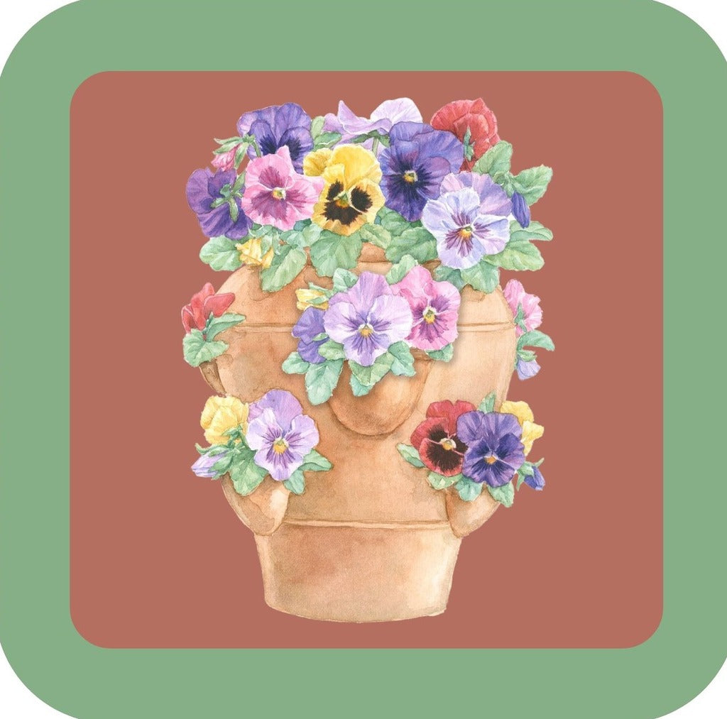 Carols Rose Garden Watercolor Pansy Pot Flower Drink Coaster 264914 2515 264914