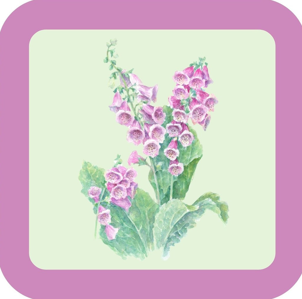 Carols Rose Garden Watercolor Purple Pink Foxglove Flower Drink Coaster 264928 2529 264928