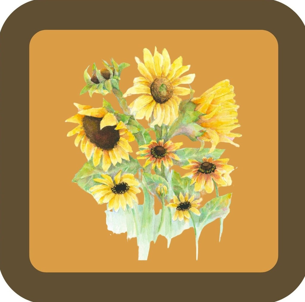Carols Rose Garden Watercolor Sunflower Blue Vase Flower Drink Coaster 264935 2536 264935