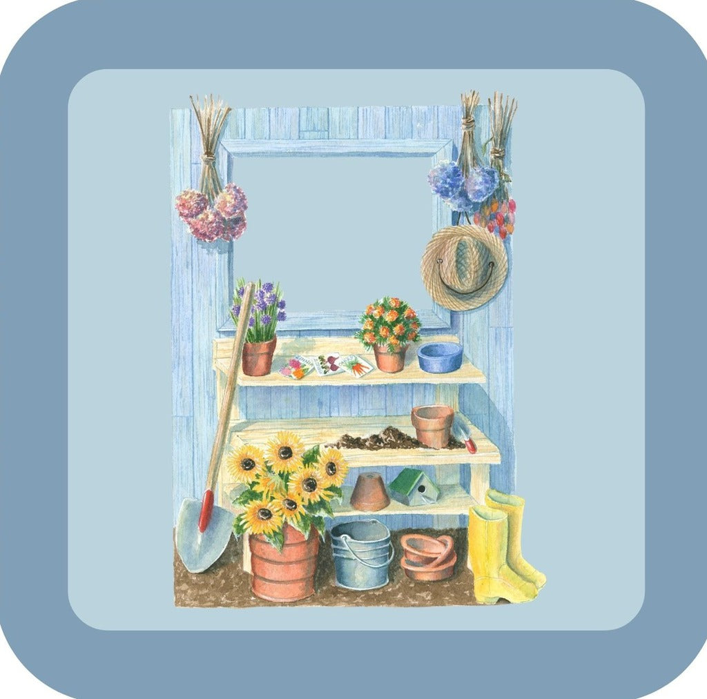 Carols Rose Garden Watercolor Flower Potting Bench Garden Shed Drink Coaster 264945 2546 264945