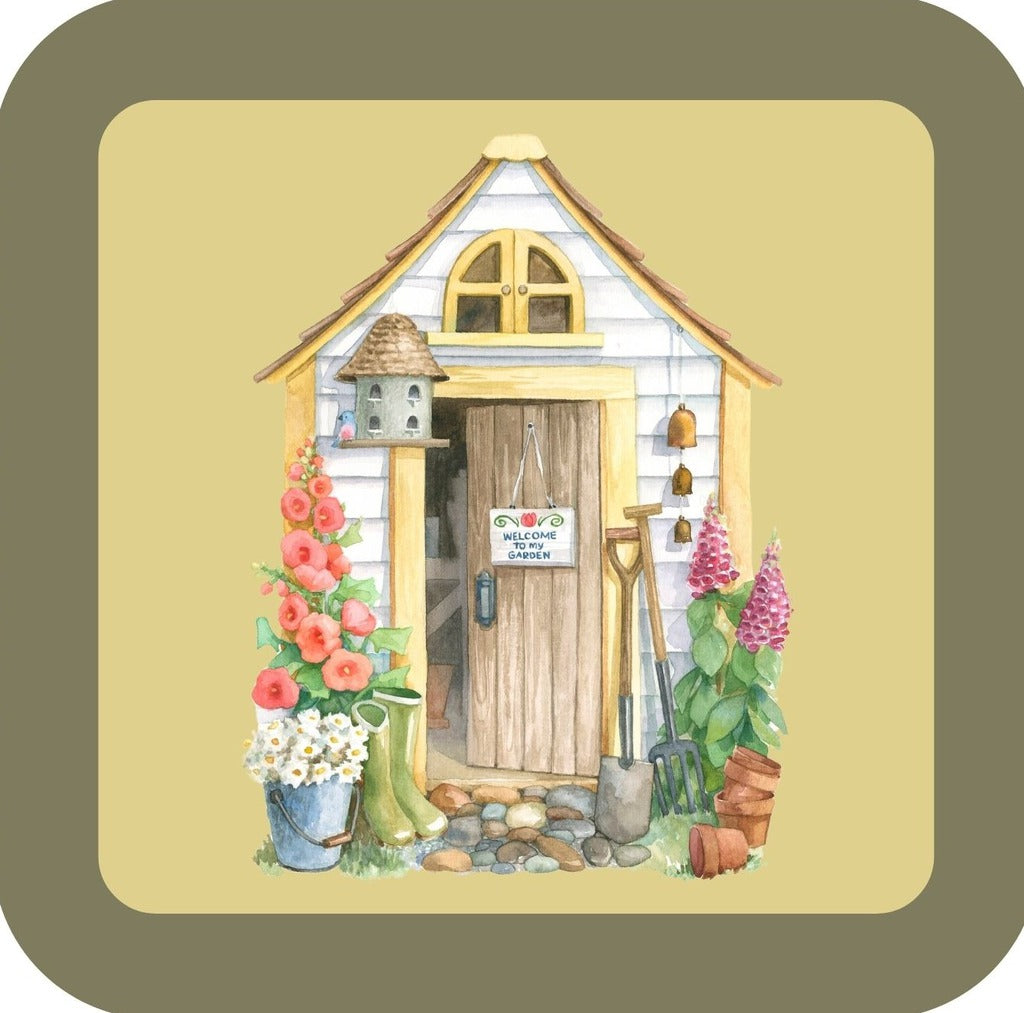 Carols Rose Garden Watercolor Flower Welcome To My Garden Shed Drink Coaster 264947 2548 264947