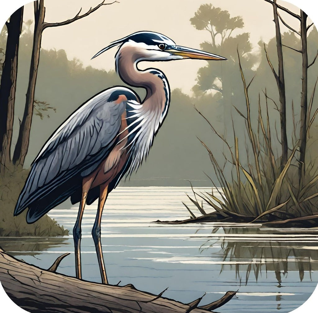 Blue Heron Chesapeake Bay Natural Habitat V1 Drink Coaster 264948 2549 264948