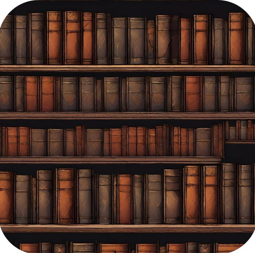 Leather Bound Books Library Shelves V1 Drink Coaster 265011 2586 265011