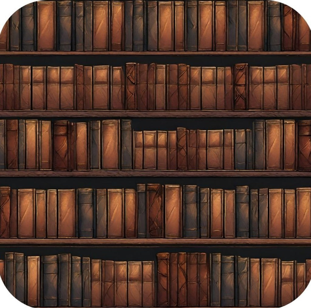 Leather Bound Books Library Shelves V2 Drink Coaster 265012 2587 265012