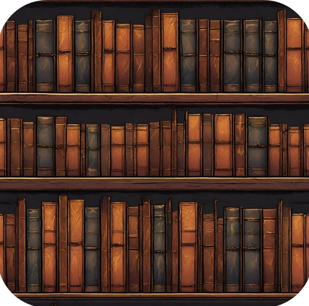 Leather Bound Books Library Shelves V4 Drink Coaster 265014 2589 265014