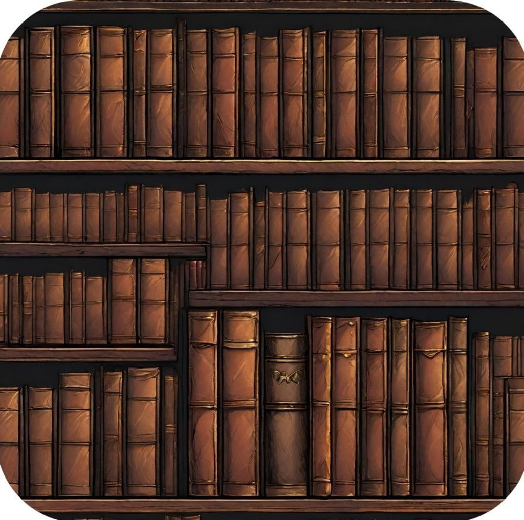 Leather Bound Books Library Shelves V5 Drink Coaster 265015 2590 265015