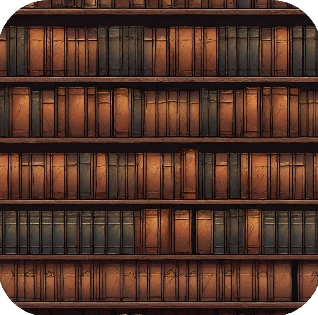 Leather Bound Books Library Shelves V6 Drink Coaster 265016 2591 265016