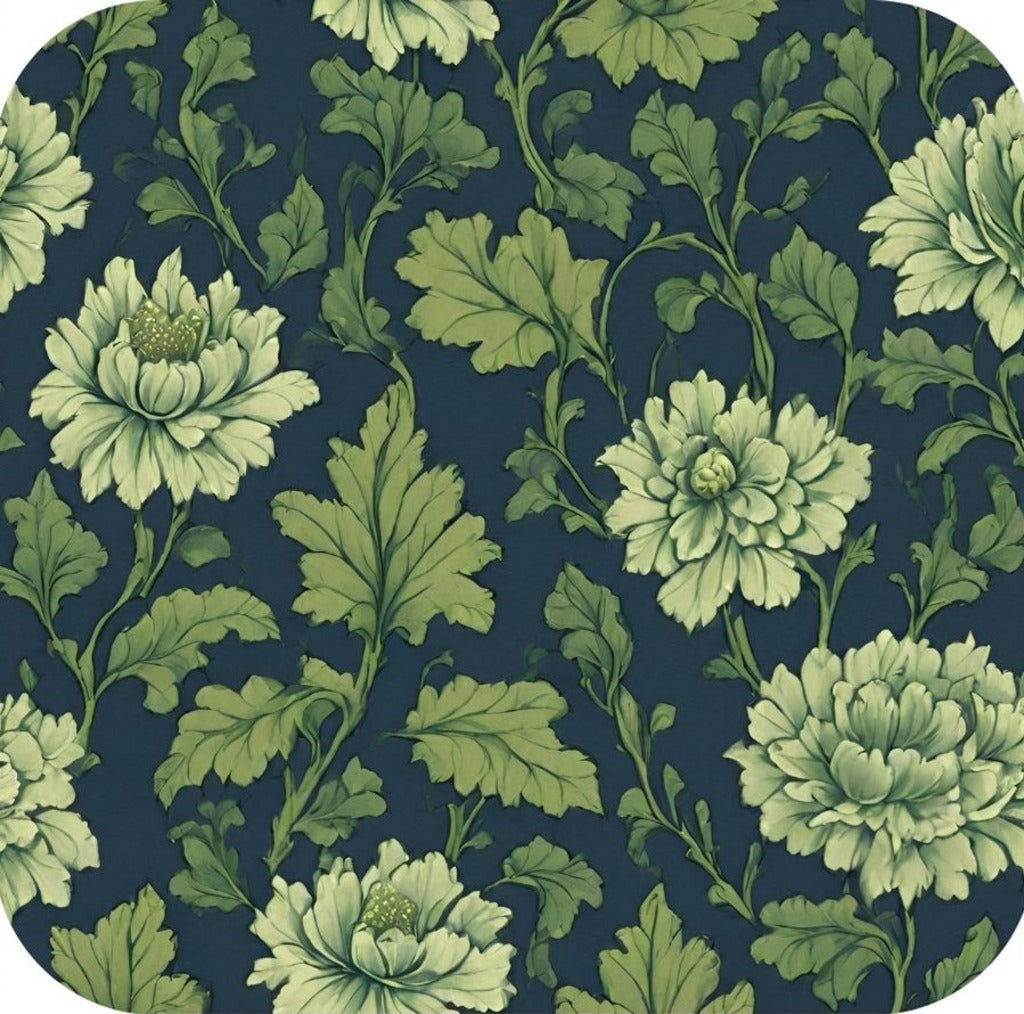 British Arts And Craft Pattern Muted Green And Navy V1 Drink Coaster 265029 2604 265029