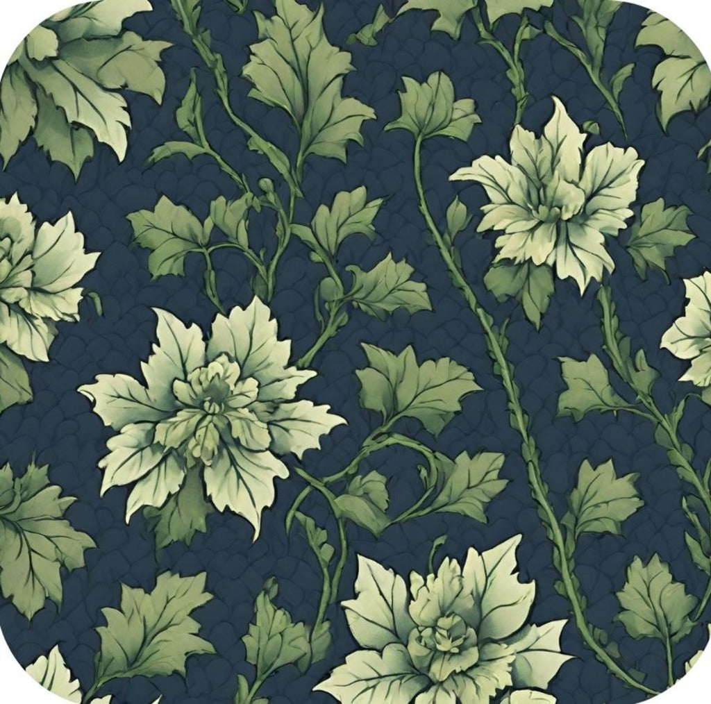 British Arts And Craft Pattern Muted Green And Navy V4 Drink Coaster 265032 2607 265032