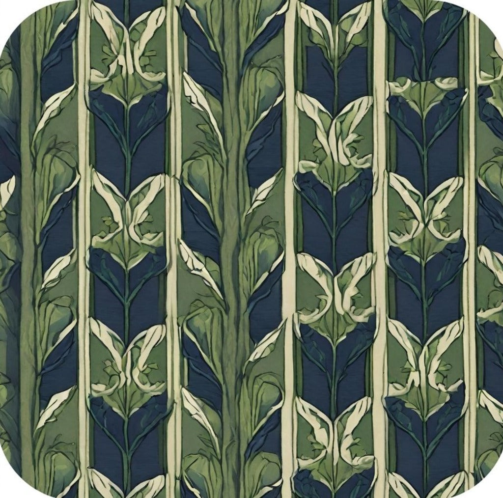 British Arts And Craft Pattern Muted Green And Navy V6 Drink Coaster 265034 2609 265034