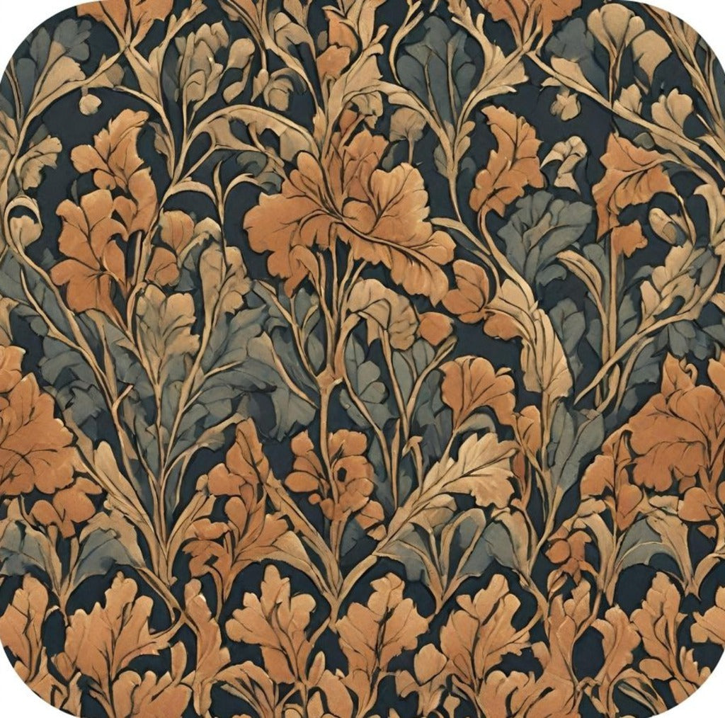 British Arts And Craft Pattern Persimmon Navy And Tan V5 Drink Coaster 265039 2614 265039