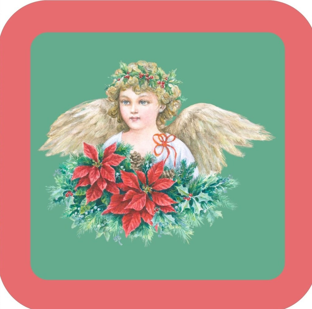 Carols Rose Garden Holiday Whimsy Angel Holding Poinisettia And Greenery Centerpiece H-CMS008 Drink Coaster 265055 2621 265055
