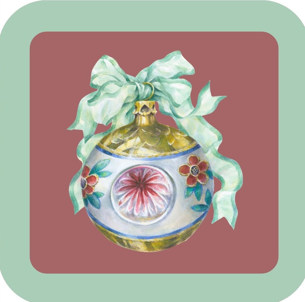 Carols Rose Garden Holiday Whimsy Floral Ornament With Green Ribbon H-CMS279 Drink Coaster 265070 2636 265070