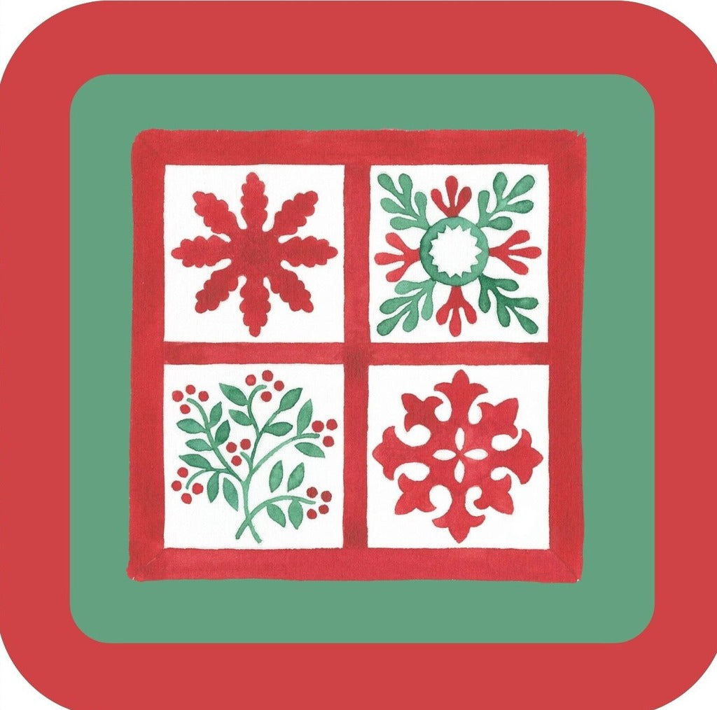 Carols Rose Garden Holiday Whimsy Holiday Quilt Blocks H-CMS350 Drink Coaster 265074 2640 265074