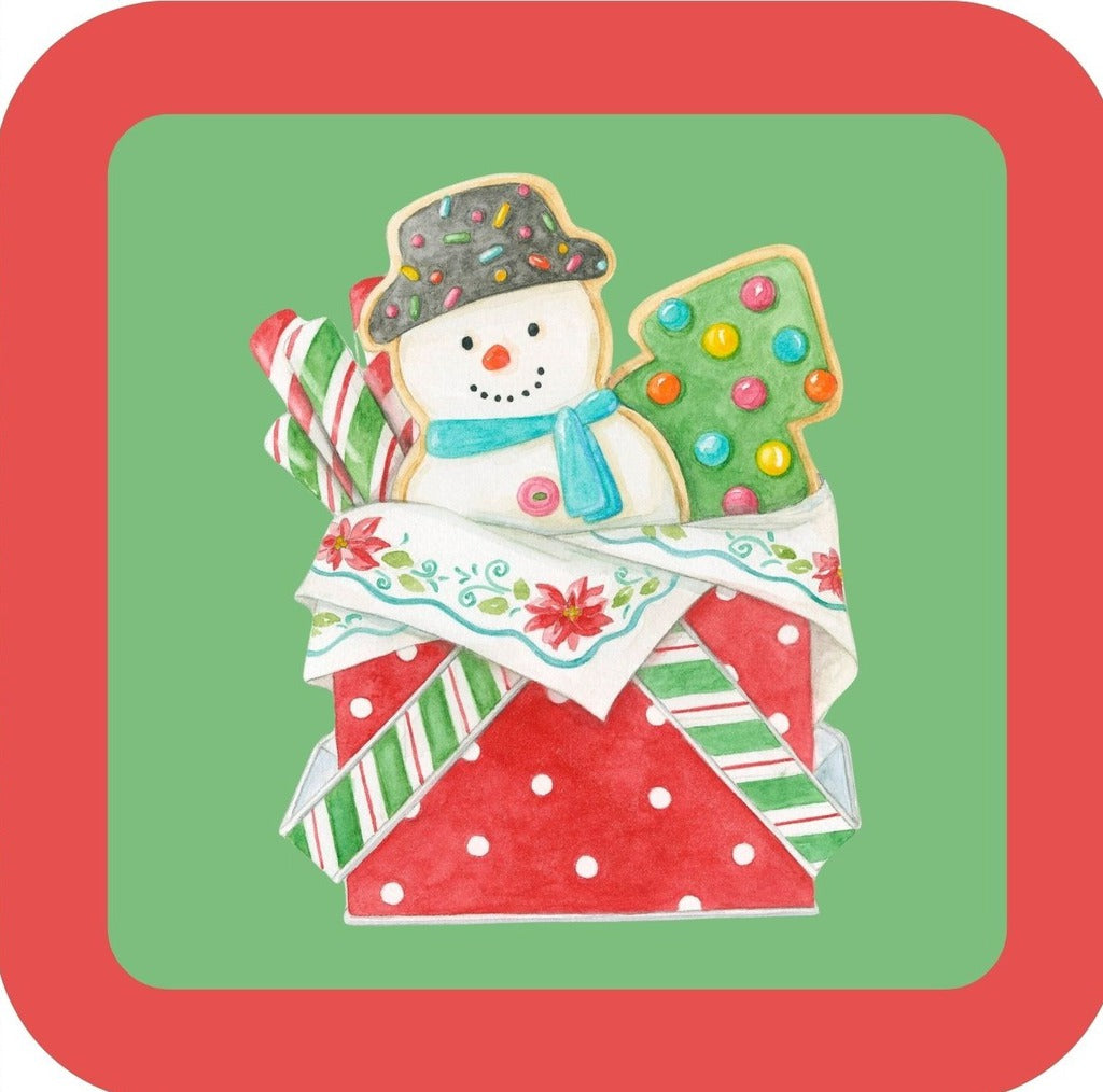 Carols Rose Garden Holiday Whimsy Snowman Cookie Christmas Tree Cookie Candy Canes In Decorative Box H-CMS182 Drink Coaster 265103 2669 265103