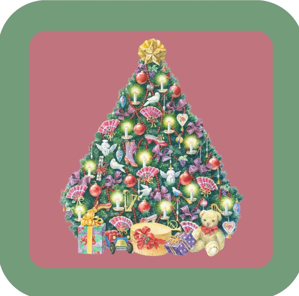 Carols Rose Garden Holiday Whimsy Victorian Fan Decorated Christmas Tree H-CMS142 Drink Coaster 265112 2678 265112